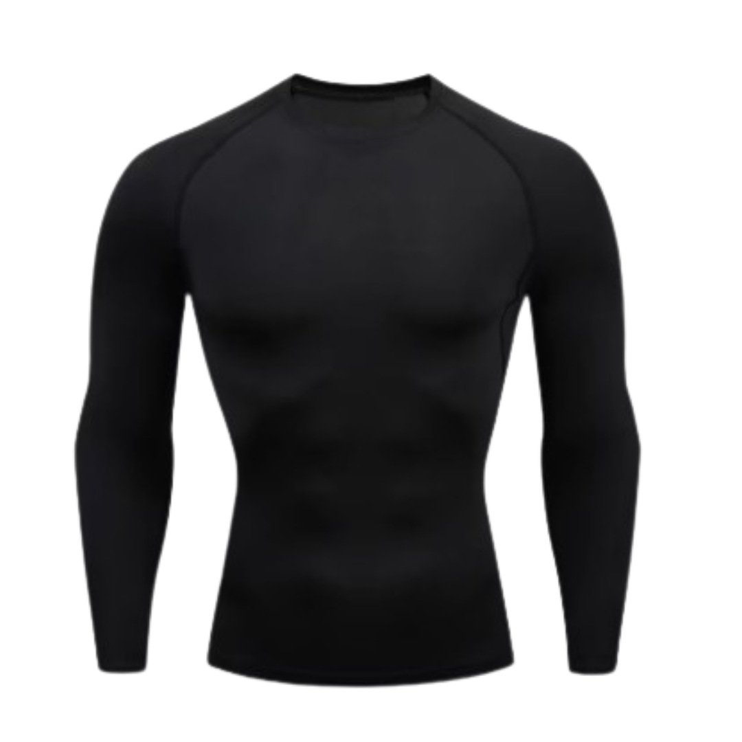 Men's Running T-Shirt Fitness Tight Long Sleeve Sport Top Black