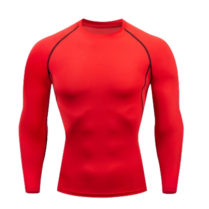 Men's Red Power Fit Long Sleeve Running T-Shirt