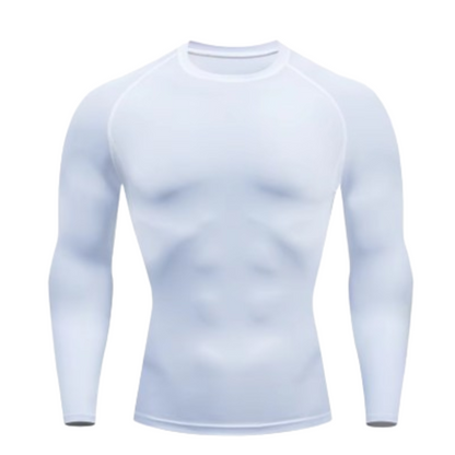 Men's White Elite Fit Long Sleeve Running T-Shirt