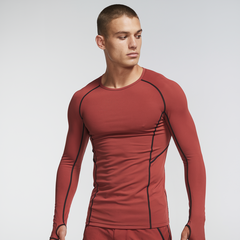 Men's Red Power Fit Long Sleeve Running T-Shirt