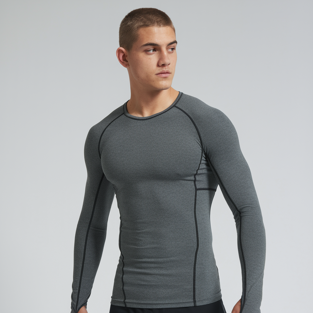 Men's Grey Pro Flex Long Sleeve Running T-Shirt