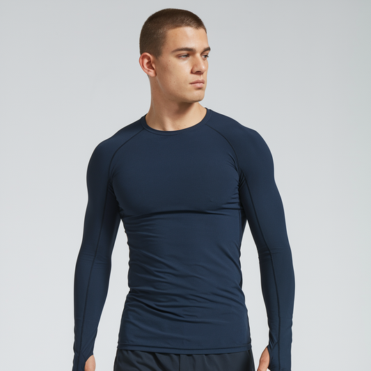 Men's Blue Performance Fit Long Sleeve Running T-Shirt