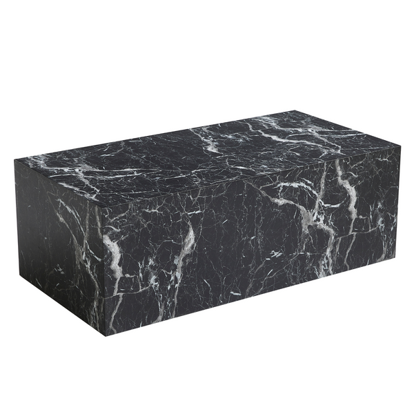 Adele - Salontafel Zwart Rechthoekige marmerlook 100 x 50 cm