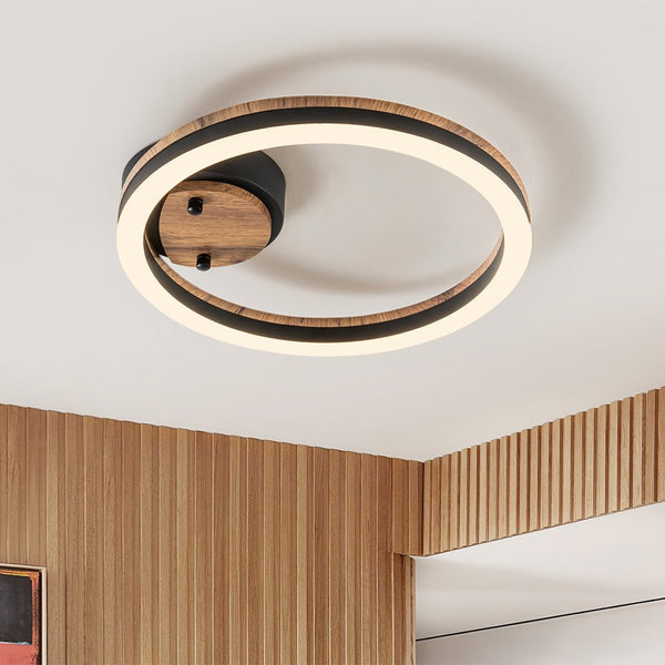 Modern Farmhouse LED Walnut Wood Grain Flush Mount