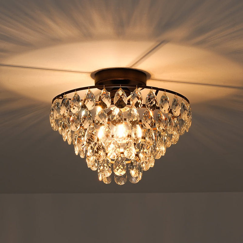 Teardrop Crystal Tiered Flush Mount Ceiling Light