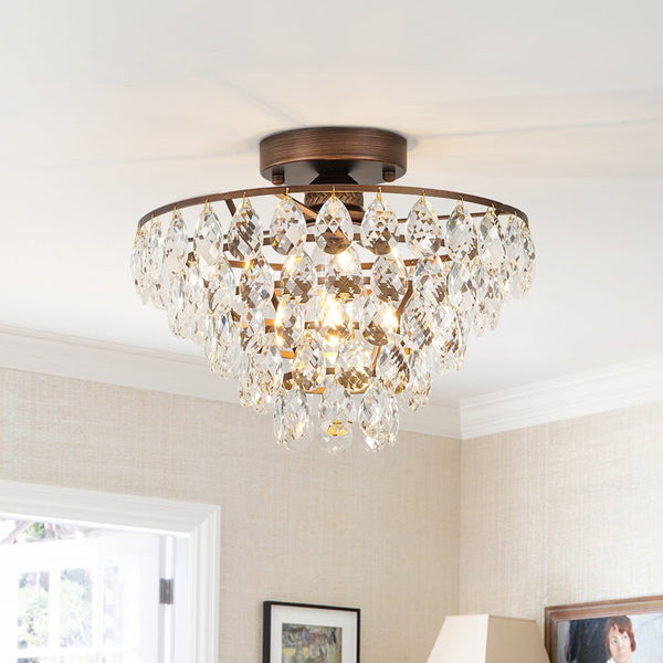 Teardrop Crystal Tiered Flush Mount Ceiling Light